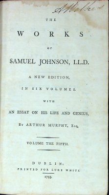 The Works of Samuel Johnson, LL.D. A New Edition, in Six Volumes. Volume the Fifth cover