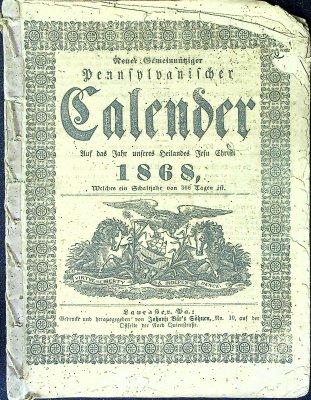 Neuer Gemeinnütziger Pennsylvanischer Calendar 1868 cover
