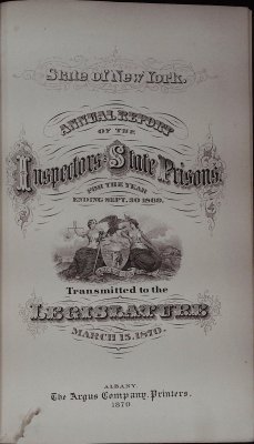Twenty-Second Annual Report of the Inspectors of State Prisons of the State of New York: Transmitted to the Legislature March 15, 1870 cover