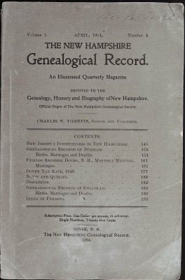The New Hampshire genealogical record : an illustrated quarterly magazine  Volume 1, Number 4, April 1904 cover