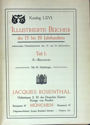 Illustrierte Bücher des 15. bis 19. Jahrhunderts: insbesondere Holzschnittwerke des 15. und 16. Jahrhunderts