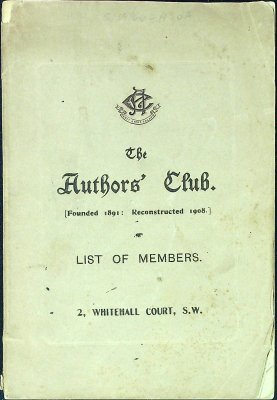 The Authors' Club, List of Members 1914 cover