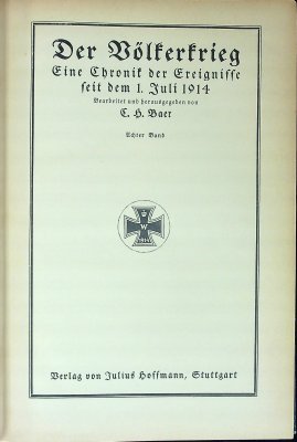 Der Völkerkrieg: Eine Chronik der Ereignisse seit dem 1. Juli 1914. Achter Band cover