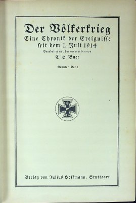 Der Völkerkrieg: Eine Chronik der Ereignisse seit dem 1. Juli 1914. Neunter Band cover