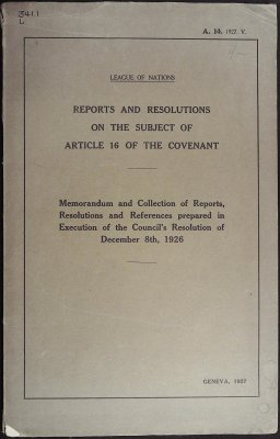 Reports and Resolutions on the Subject of Article 16 of the Covenant cover