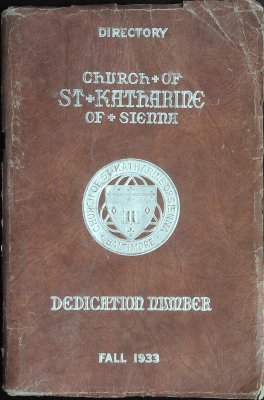 Directory chruch of St. Katherine of Sienna  Dediction Number Fall 1933 cover
