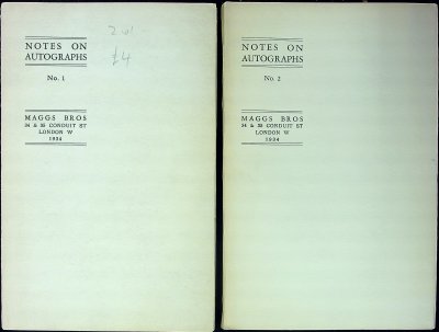 Notes on Autographs, Nos. 1-2 cover