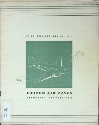 1939 Annual Report of United Air Lines Transport Corporation cover
