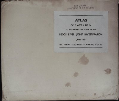 Atlas of Plates 1 to 34 to accompany the Report of the Pecos River Joint Investigation cover