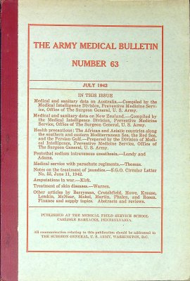 The Army Medical Bulletin Number 63 (July 1942) cover