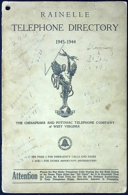 Rainelle Telephone Directory 1943-1944 cover