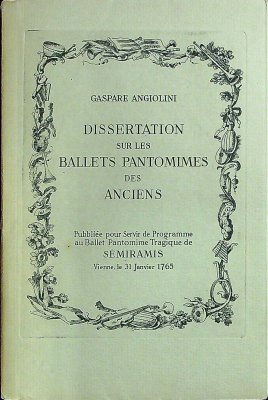 Dissertation sur les Ballets Pantomimes des Anciens cover