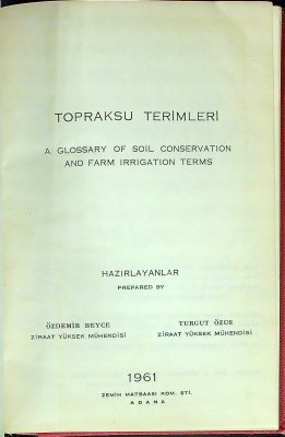 Topraksu Terimleri: A Glossary of Soil Conservation and Farm Irrigation Terms cover