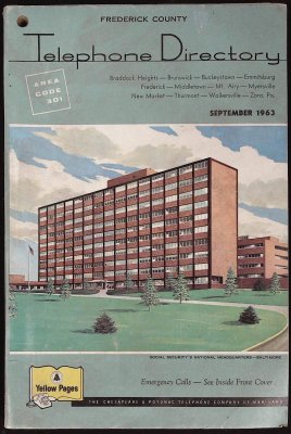 Frederick County Telephone Directory September 1963 cover