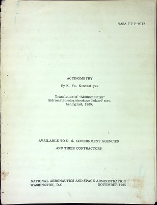 Actinometry (NASA TT F-9712) cover