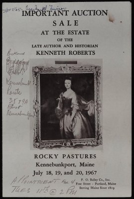 Important Auction Sale at the Estate of the Late Author and Historian Kenneth Roberts cover