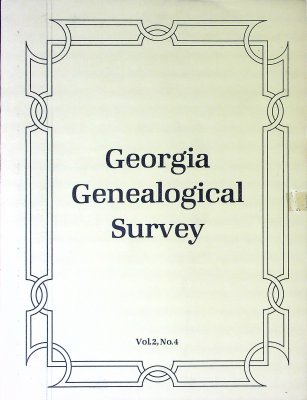Georgia Genealogical Survey, Volume 2, No. 4 cover