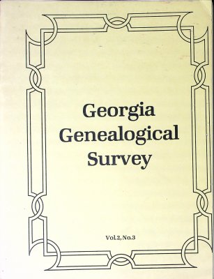 Georgia Genealogical Survey, Volume 2, No. 3 cover