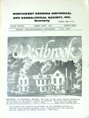 Northwest Georgia Historical & Genealogical Society, Inc.: Volume 15, No. 3, Summer 1983 cover