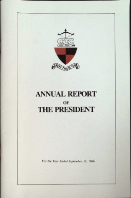 Annual Report of the President for the Year Ended September 30, 1986 cover