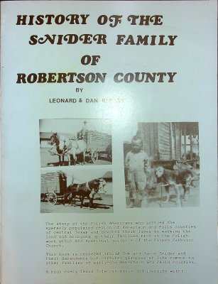 History of the Snider Family of Robertson County cover