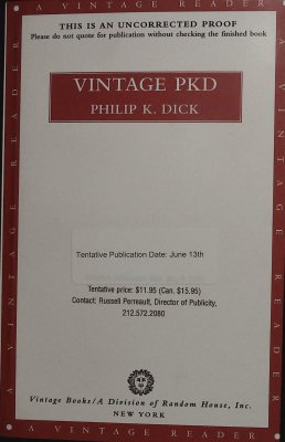 Vintage PKD Uncorrected Proof cover