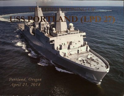 The Commissioning of USS Portland (LPD 27) Portland, Oregon April 21, 2018 cover