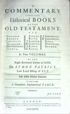 A Commentary upon the Historical Books of the Old Testament, in Two Volumes. Volume 1. cover